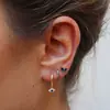 Pendientes de Ojo de Diablo de Plata de Ley S925 Pendientes de Diamante Azul Juego Combinado de Pendientes de Presión Estilo Europeo y Americano Pendientes Chapados en Oro