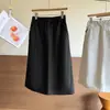 Falda de trabajo estilo americano línea A para mujer, otoño e invierno, forrada de polar, tiro alto, petite, holgada, vintage, casual, falda de longitud media