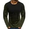 2026 Nova Moda Verão Europeia e Americana Masculina Esportes Fitness Camuflagem Manga Longa Verão Camiseta Personalizada Estampada para Homens