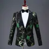 Nuevo Traje Negro Bordado de un Solo Botón para Hombre para Actuaciones en Escenario, Maestro de Ceremonias, Presentador, Atuendo de Performance, Corte Delgado