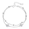 Pulsera Dazzling de Plata Pura con Trébol de Cuatro Hojas para Niñas, Diseño Simple y Versátil de Verano, Regalo de San Valentín para Novia