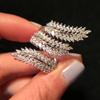 Anillo de oreja de trigo con hojas europeas y americanas de Cao Shi, diseño brillante a la moda, anillo con incrustaciones, joyería popular ajustable para mujer