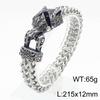 Pulsera de acero de titanio para hombre con personalidad vikinga nórdica transfronteriza, estilo punk vintage, con cabeza de lobo y cabeza de serpiente, cadena positiva e inversa
