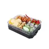 Bandeja de Frutas com Padrão de Gelo LED Ktv Prato de Frutas Brilhante Bandeja de Três Compartimentos Bandeja Recarregável para Lanches