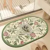 Alfombra de Baño con Patrón Floral de Lujo para Uso Doméstico, Felpudo Absorbente de Agua y de Secado Rápido para la Entrada del Baño, Felpudo Fresco y Sencillo para la Entrada