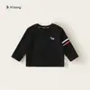 Camiseta de Manga Longa de Cor Sólida para Meninos Bangxuan, Roupa Íntima Infantil Simples e Versátil, Roupa Infantil Huzhou Zhili