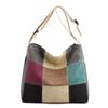 2025 Nova Bolsa de Ombro Feminina Tendência Mais Fácil de Combinar Moda Casual Versão Coreana Grande Capacidade Portátil Bolsa de Lona Patchwork