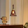 Luminária Pendente Vintage Flor Rosa de Cabeceira Lâmpada Pendente de Entrada de Corredor Latão Retrô Francês Onda de Água casagd Ferro
