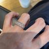 Anillo Vintage Antiguo Medio Dibujado a Alambre Retro Diamante Completo Elegante Alta Gama Lujo Ligero Encaje con Cuentas Anillo Fila de Bambú para Mujer
