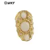 MR025 estilo europeo estilo palacio piedra Sanbao micro incrustación circonita oro de 18 quilates incrustado anillo largo joyería de vacaciones regalo