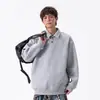 Sudadera Polo Desestructurada de Alta Gama Americana para Hombres y Mujeres en Otoño Talla Grande Oversize Chaqueta con Cuello Top Versátil