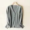 Top de manga larga con cuello en V, chaqueta tipo chal pequeño, tejido de punto fino para primavera y otoño al por mayor, suéter para mujer, cárdigan corto, estilo nuevo