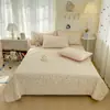 Capa de Cama de Algodão Puro Dupla Face Coreana Peça Única Capa de Cama Tatami Lençol de Algodão Acolchoado Espesso Conjunto de Roupa de Cama de Três Peças