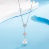 Nuevo Collar de Zirconia Flor Estrellada Perla de Alto Gama Otoño e Invierno para Mujer, Cadena de Suéter de Lujo Ligero Accesorios Gargantilla