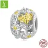 Prata Ziyun nova prata s925 banhada a ouro Margarida abelha com contas estilo verão dourado pulseira europeia e americana contas soltas