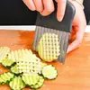 Cortador de vegetais ondulado, cortador de batatas fritas ondulado de aço inoxidável para cozinha, cortador multifuncional de batatas fritas e chips