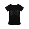 Camiseta de manga corta con cuello cuadrado, estampado retro de caballo profundo estilo punk americano, camiseta básica casual de calle ajustada