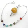 Joyería transfronteriza gema natural Cristal péndulo espiritual en forma de giroscopio cuentas de 18 mm 7 colores piedra energética colgante de péndulo