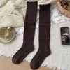 Calcetines Grues Y2K para Mujer Otoño Invierno Espesados de Lana para Pantorrilla Adelgazantes Versátiles Calcetines Altos de Punto de Color Sólido Largos