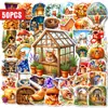 50 pegatinas únicas de ratón pequeño con temática de bosque vintage para compra directa transfronteriza, pegatinas impermeables de hámster de cuento de hadas de otoño para planificadores