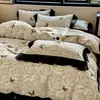 Estilo Hepburn Francés 2025 Nuevo Juego de Cuatro Piezas Algodón Puro Floral Retro Encaje Negro Funda Nórdica Ropa de Cama Venta al por Mayor
