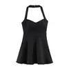Para Comercio Exterior Europeo y Americano Transfronterizo Ropa de Mujer, Venta Caliente de Aliexpress Vestido de Verano Sexy Versátil de Dos Colores con Cuello Halter