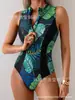 Traje de baño de una pieza nuevo 2025 traje de surf estampado traje de baño con protección solar mujeres europeas y americanas corte ajustado Amazon AliExpress