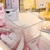 Lixeira Pequena de Mesa Fofa Doméstica Pequeno Aquário de Acrílico Transparente para Peixe Betta Lixeira Quadrada para Armazenamento