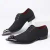Zapatos de Cuero para Hombre de Negocios Casual con Puntera de Acero, Modernos y a la Moda, Zapatos Versátiles para Hombre, Estilo Británico, Zapatos de Cuero Simples sin Cordones