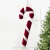 Nuevo producto transfronterizo: Adornos de árbol de Navidad de bastón de caramelo de terciopelo rojo, verde y blanco, decoraciones navideñas de peluche al por mayor