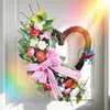 Guirlanda de Primavera Amazon Estilo Americano Guirlanda de Flores Artificiais de Primavera Linho Imitação Laço Listrado Preto e Branco Guirlanda Meia-Lua