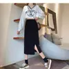 Nueva Falda de Pana Otoño e Invierno 2023 para Mujer Cintura Alta Adelgazante de Longitud Media Falda Línea A Moda Estilo Coreano Falda de Cadera