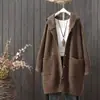 Cárdigan vintage con capucha transfronterizo para mujer, de longitud media, holgado, prenda exterior casual, abrigo de punto para mujer otoño e invierno 2026