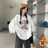 Sudadera con Capucha de Gato de Dibujos Animados Blanca y Gris para Mujer 2026 Nueva Otoño e Invierno Sudadera Estilo Coreano Conjunto Minimalista Top Chaqueta