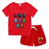 2023 Verão Infantil Gola Redonda Camiseta Calças Quentes Coreano Casual Bottoming Camisa Suor-absorvente Candy Conjunto de Camiseta Infantil