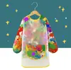 Delantal Infantil de Manga Larga de TPU Sin Lavado, Reversible, Dibujos Animados de Animales de Guardería, Delantal Bata Impermeable y a Prueba de Suciedad para Niños y Niñas