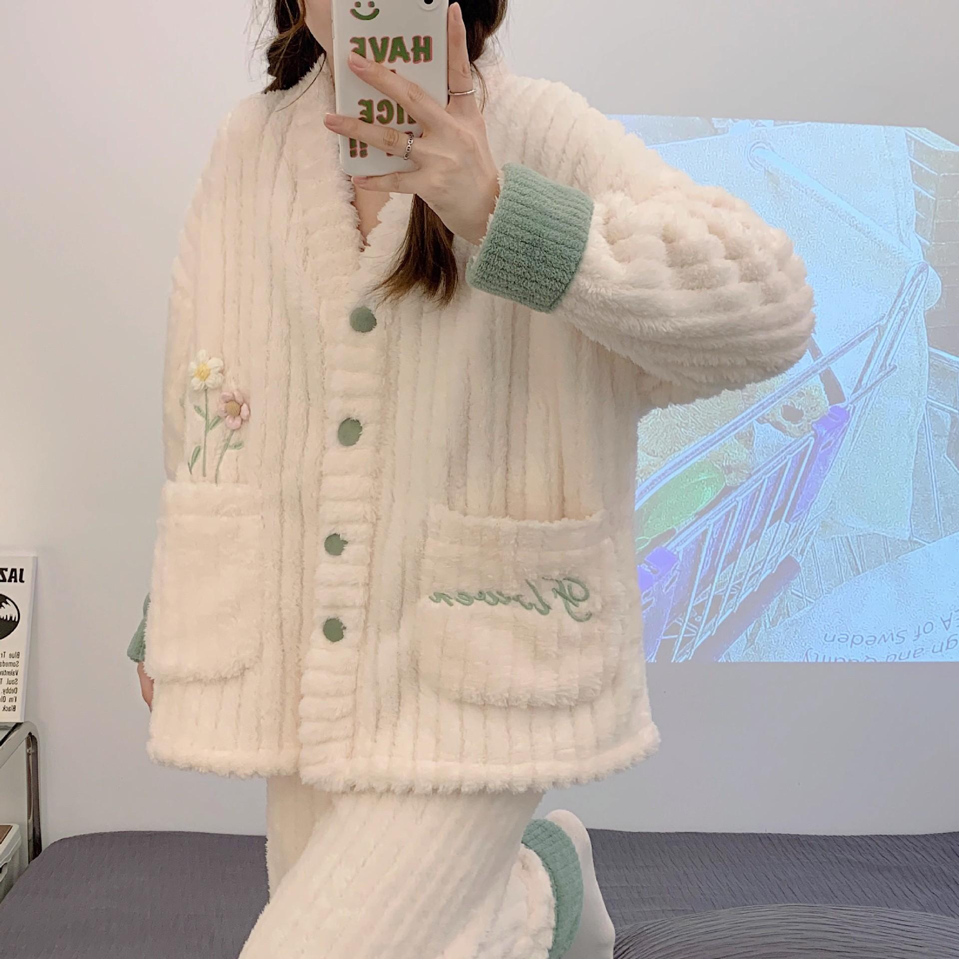 R053#绿色小花 提花开衫绒 (1).jpg