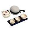 Bule de mão da cerâmica Ru, cultural e artístico, bule para infusão de chá, gaiwan, xícara de chá, conjunto de chá de viagem, bolsa portátil para exterior, presente, xícara de chá rápida, Festival do Meio Outono