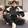 Pijama de Coral para Hombre, Invierno, Cuello Alto, Cremallera, Estilo Nuevo, Adolescentes, Estudiantes de Secundaria, Cálido, Estilo Otoño/Invierno, Sudadera con Capucha
