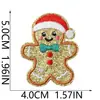 Parche bordado de hombre de jengibre con brillantina navideña, parche de transferencia de calor, etiqueta bordada para ropa, bolsos, decoración DIY y insignias