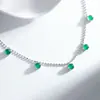Collar de Calcedonia de Plata de Ley S925 Cadena de Cuentas para Mujer Ágata Blanca Ágata Verde Colgante Huevo de Hielo Alto Cadena para Clavícula Venta al por Mayor