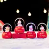 Nuevo producto transfronterizo: Bola de cristal con gorro de Santa, mini bola de agua colorida brillante, pieza decorativa creativa, adorno de luz ambiental