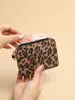 Porta-Cartões de Couro PU Estampado de Leopardo Transfronteiriço com Múltiplos Slots para Cartões Porta-Cartões Compacto com Zíper Porta-Moedas Porta-Cartões Portátil Pingente de Chave Bolsa para Cosméticos