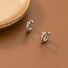 Nalan s925 Hebilla Tremella Pendientes Simples Huecos de Diamante Estilo Coreano para Mujer G8342