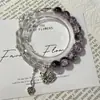 Nuevo Pulsera Personalizada con Colgante de Zorro Doble Degradado Morado con Perlas Estilo Chino Diseño de Nicho Mejor Amigo Estudiante