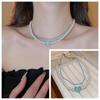 Dulce Amor Chanel Perla Cuentas de Arroz Doble Capa Cadena Clavícula Moda Tendencia Lujo Ligero Collar Nuevo