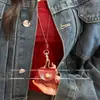 Bolsa Pequena de Couro Elegante e Requintada, Corrente Longa para Suéter, Pequena Bolsa Retro para Moedas Outono e Inverno, Colar Capa de Fone de Ouvido