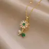 Collar para Mujer, Estilo Japonés y Coreano Transfronterizo, Collar de Girasol Giratorio, Microincrustado con Diamantes y Circonitas, Cadena Elegante y de Moda para la Clavícula