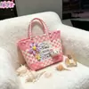 Nova Bolsa Cesta de Presente Trançada em Plástico, Bolsa de Mão, Cesta de Presente, Bolsa de Praia Estilo Fresco, Bolsa Tote para Mulheres