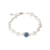 Pulseira de Pérolas Swarovski Água-Marinha Estilo Xiaohongshu, Estilo Minimalista Fashion, Pulseira com Design de Tecelagem em Fio de Pesca para Mulheres